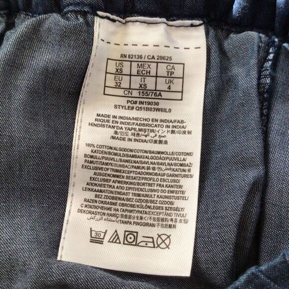 GUESS track pants lightweight blue denim pleated bottom zippers casual jeans XS - Picture 6 of 11